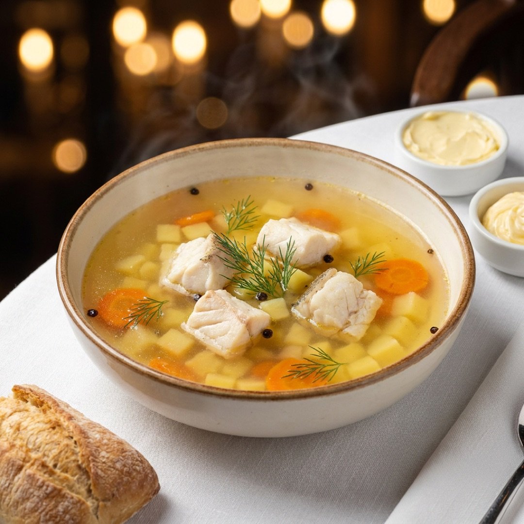 Уха рыбацкая из судака и трески
