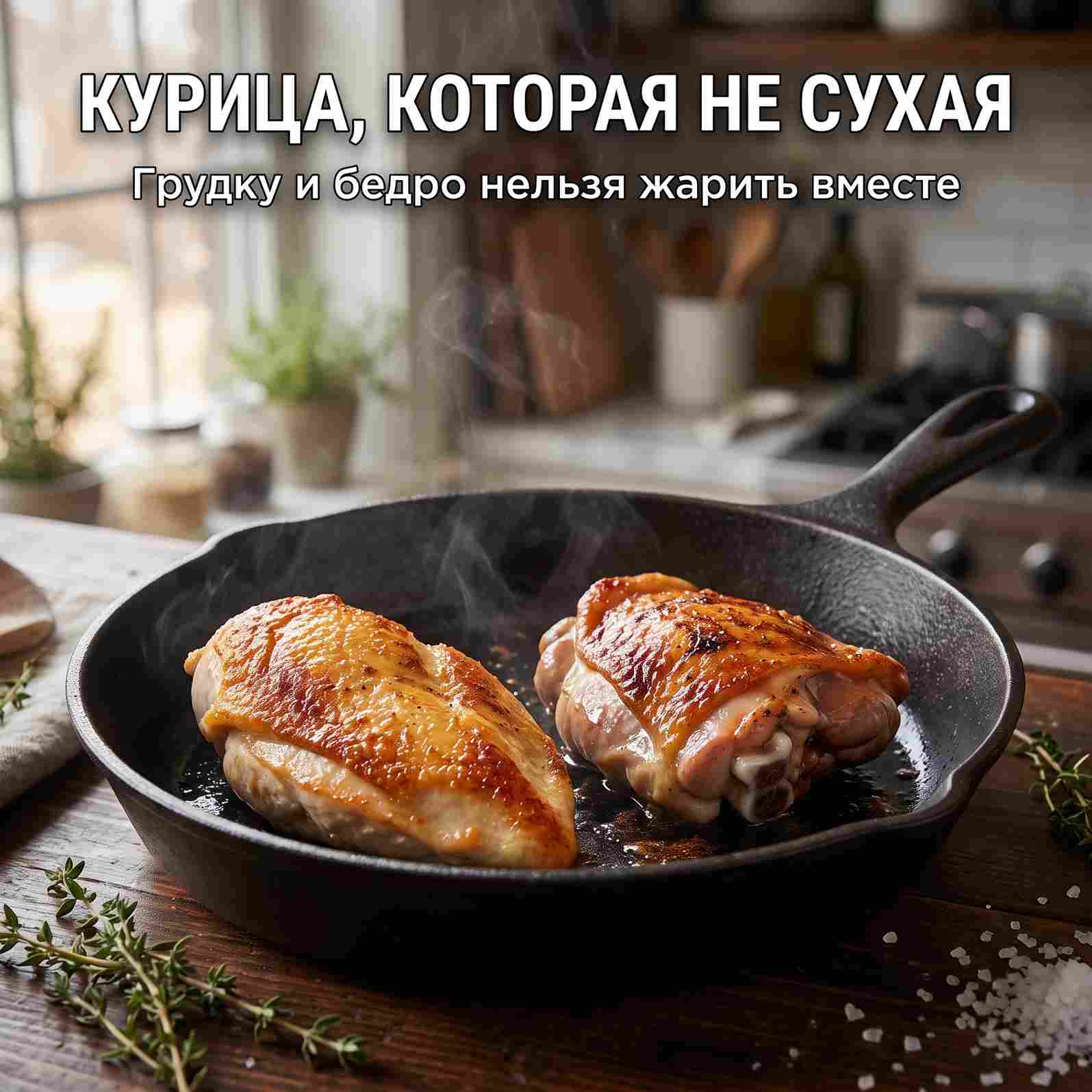 Курица, которая не сухая: почему грудку и бедро нельзя валить в одну сковороду