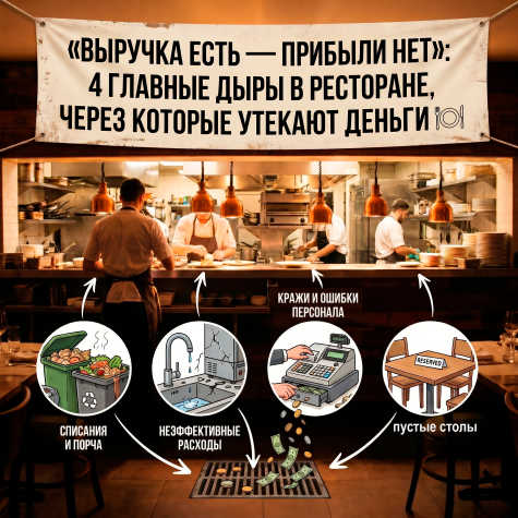 💸🍷 «Выручка есть — прибыли нет»: 4 главные дыры в ресторане, через которые утекают деньги 🍽️💸