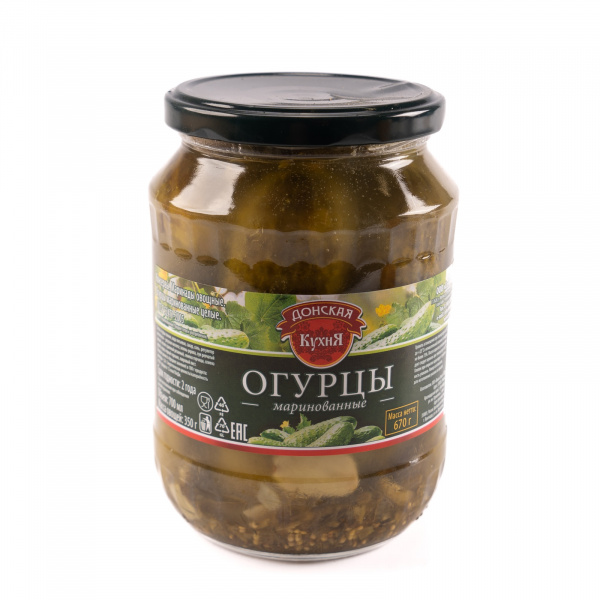 Огурцы маринованные 6-9 670мл 1/8шт Донская Кухня