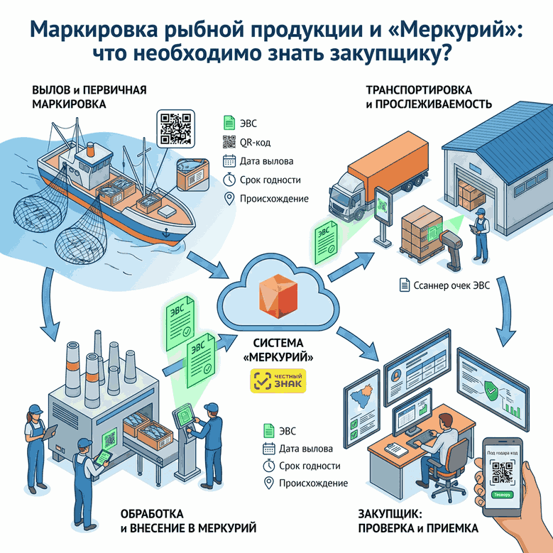 Маркировка рыбной продукции и «Меркурий»: что необходимо знать закупщику?