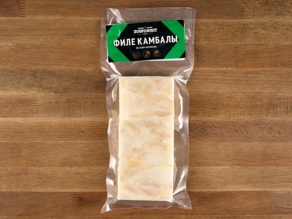 Филе Камбалы б/шк (кубик) в/у 300г 1/10шт Южморрыбфлот