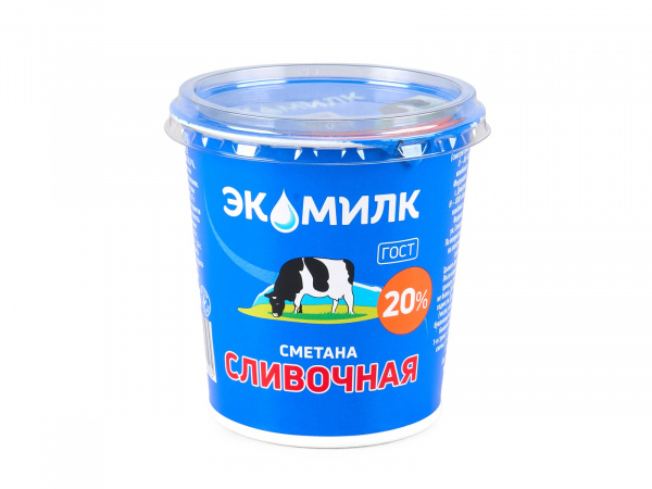 Сметана Экомилк 20% 300гр ГОСТ 1/12шт Озерецкий молочный комбинат