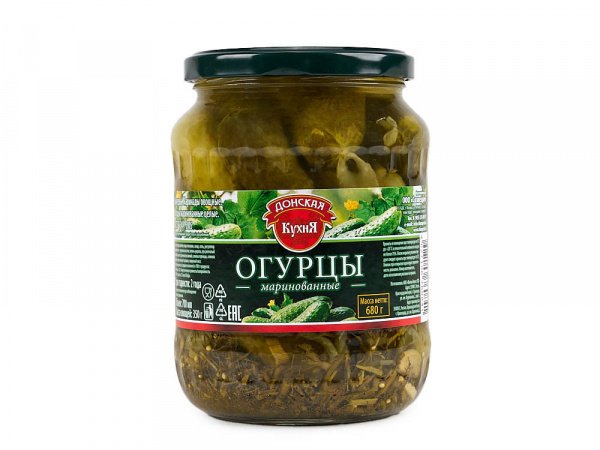 Огурцы маринованные 680гр 1/6шт Донская Кухня