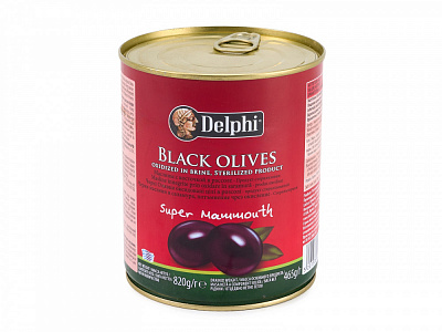 Маслины с/к в рассоле 820г Греция 1/12шт DELPHI