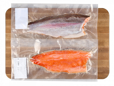 Филе Форели н/шк в/у 350+ IQF 5% TRIM B (12-15кг) Экор