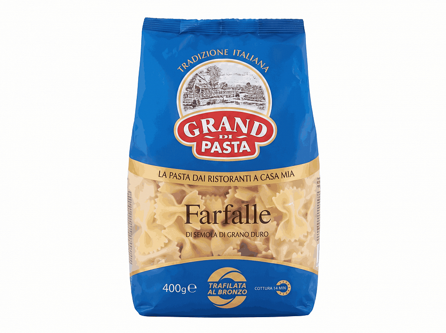Купить Макароны Grand Di Pasta 400г 1/12шт БАНТИКИ КРД в Москве, СПБ, Краснодаре с доставкой в день заказа
