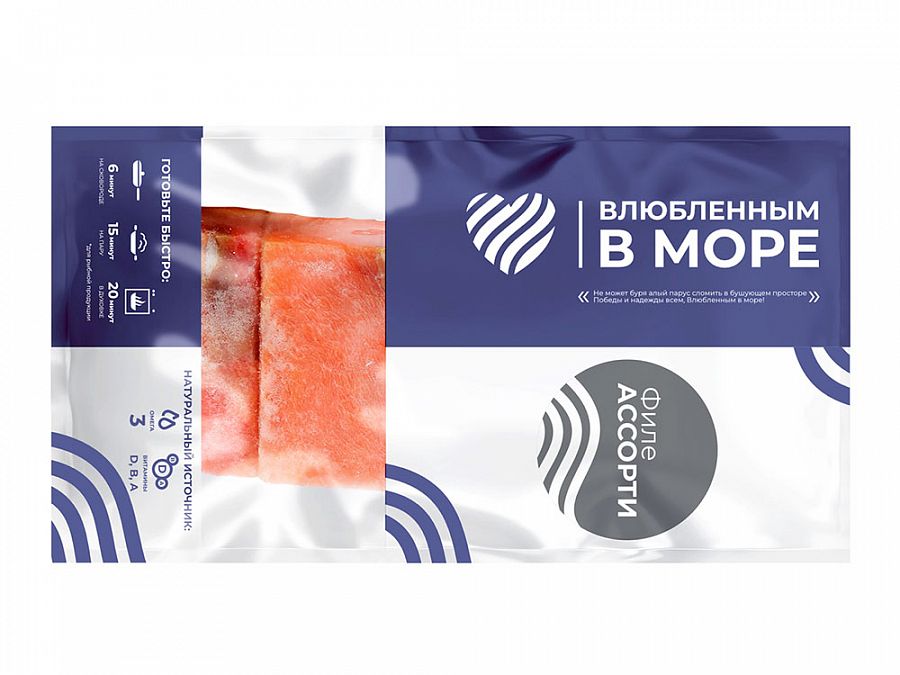 Филе Ассорти Кета/Горбуша (кубик) 400г DP "Влюбленным в море" 1/15шт Экор Купить Филе Ассорти Кета/Горбуша (кубик) 400г DP "Влюбленным в море" 1/15шт Экор в Москве, СПБ, Краснодаре с доставкой в день заказа