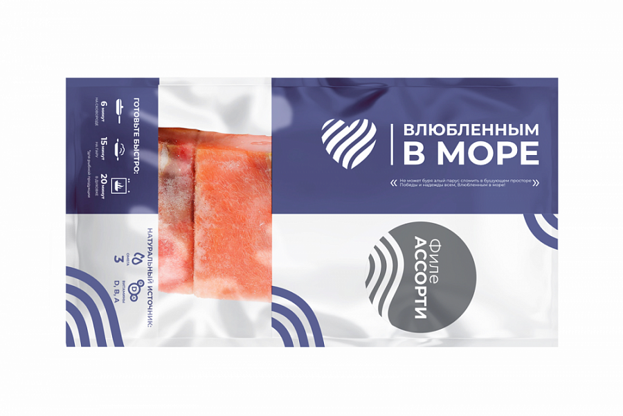 Купить Филе Ассорти Минтай/Горбуша (кубик) 400г DP "Влюбленным в море" 1/15шт Экор в Москве, СПБ, Краснодаре с доставкой в день заказа