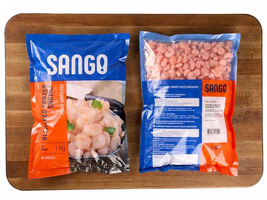 Купить Креветки очищенные 200/300 1кг SANGO 7% 1/10кг Индия в Москве, СПБ, Краснодаре с доставкой в день заказа