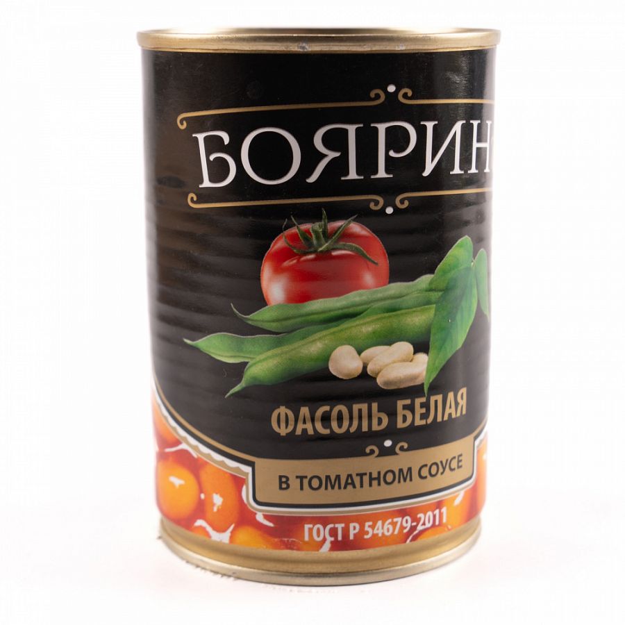 Купить Фасоль белая в томатном соусе ж/б 425мл 1/12шт Бояринъ в Москве, СПБ, Краснодаре с доставкой в день заказа