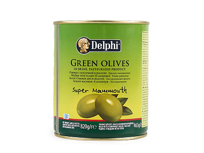 Оливки б/к в рассоле 820гр 1/12 Delphi Греция
